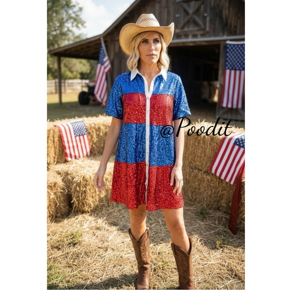 Peach Love California Dresses & Skirts - PEACH LOVE CALIFORNIA Red and Blue Sequin Mini Dress S M L